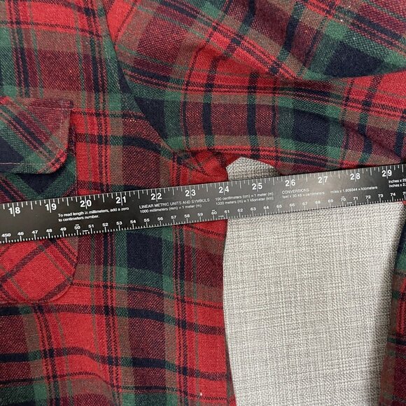 Vintage Arrow Shirt Mens Large Wool Tartan Plaid Red Long Sleeve Button - Picture 5 of 10